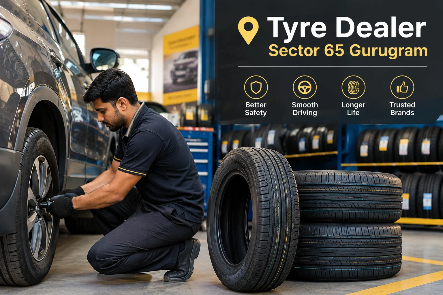 Tyre Dealer Sector 65 Gurugram offering quality car tyres and tyre services  